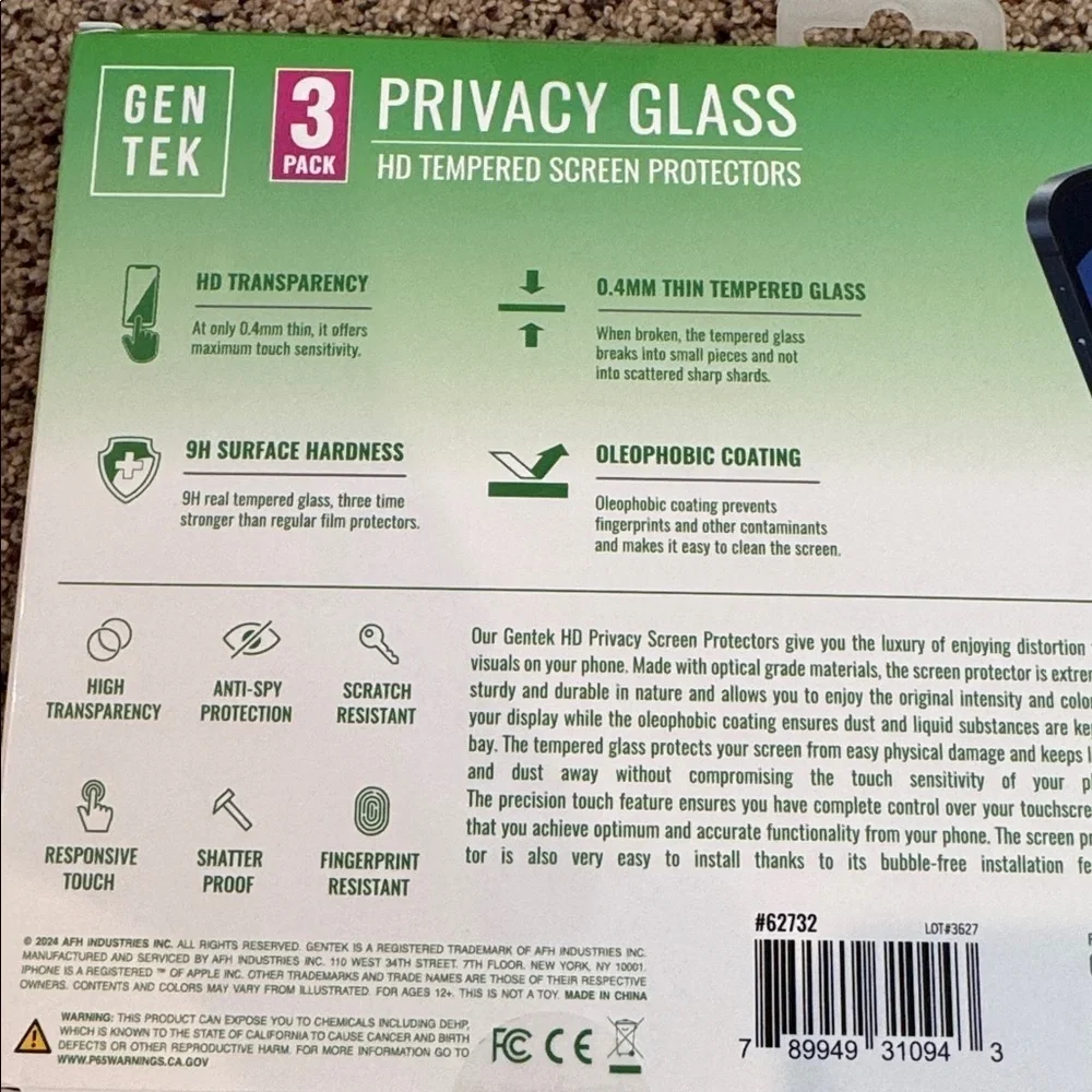 Privacy Glass Screen Protector for iPhone - Black